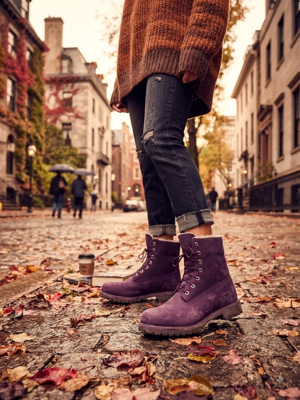 Timberland Jayne Waterproof Fleece Fold-Down Boots Suede US 8.5M
